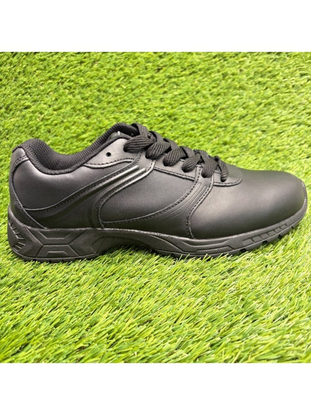 Genuine Grip 130 Mens Size 8 Women 10 Black Leather Plain Toe Safety Work Shoes